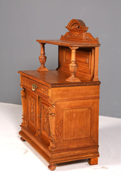 Wunderschönes Gründerzeit Buffet Eiche Anrichte Aufsatz Kommode Antik Sideboard Vertiko um 1890 Vintage