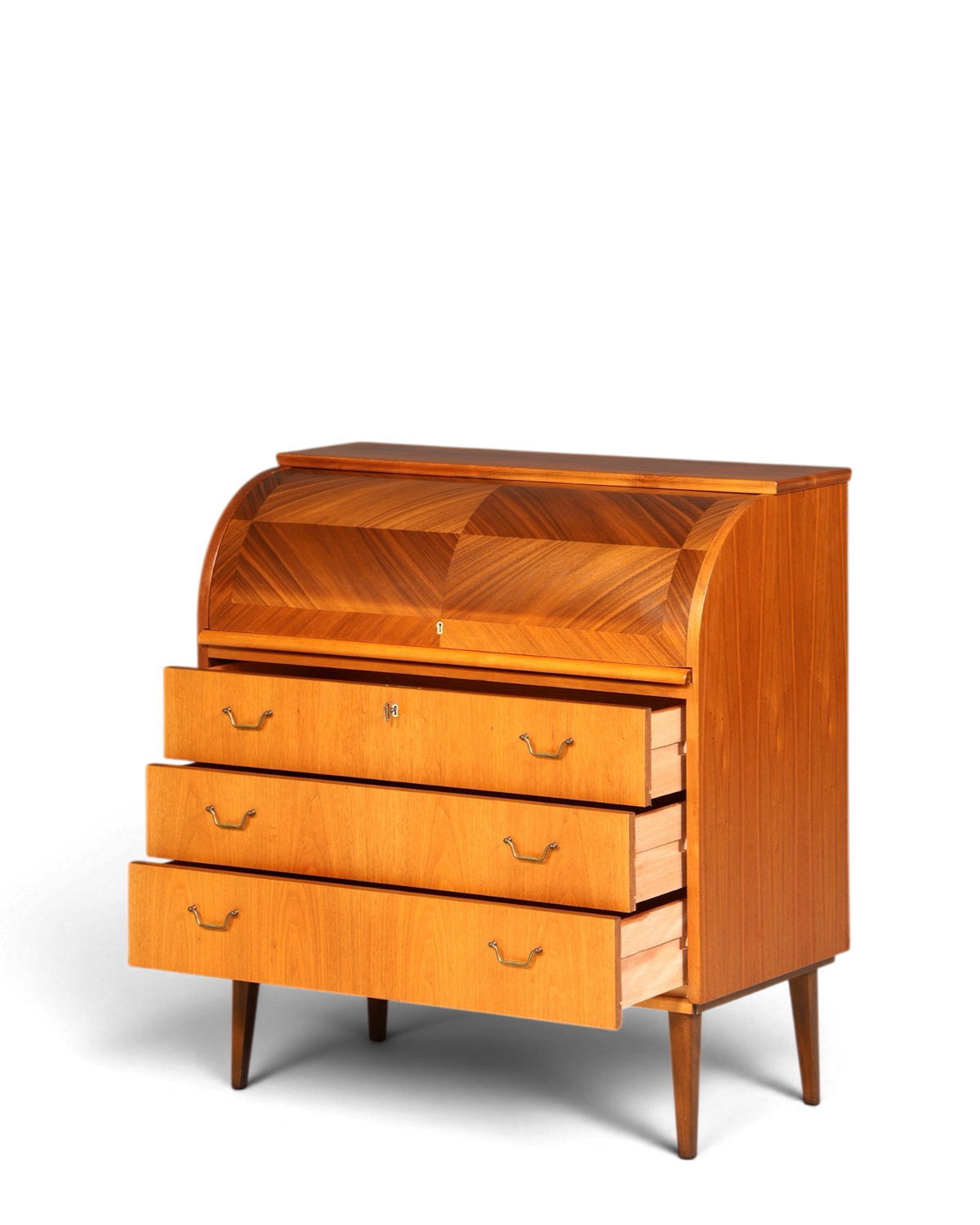 Stilvoller Mid Century Rollladen Sekretär echt Holz Büro Schrank Vintage Schreibkommode