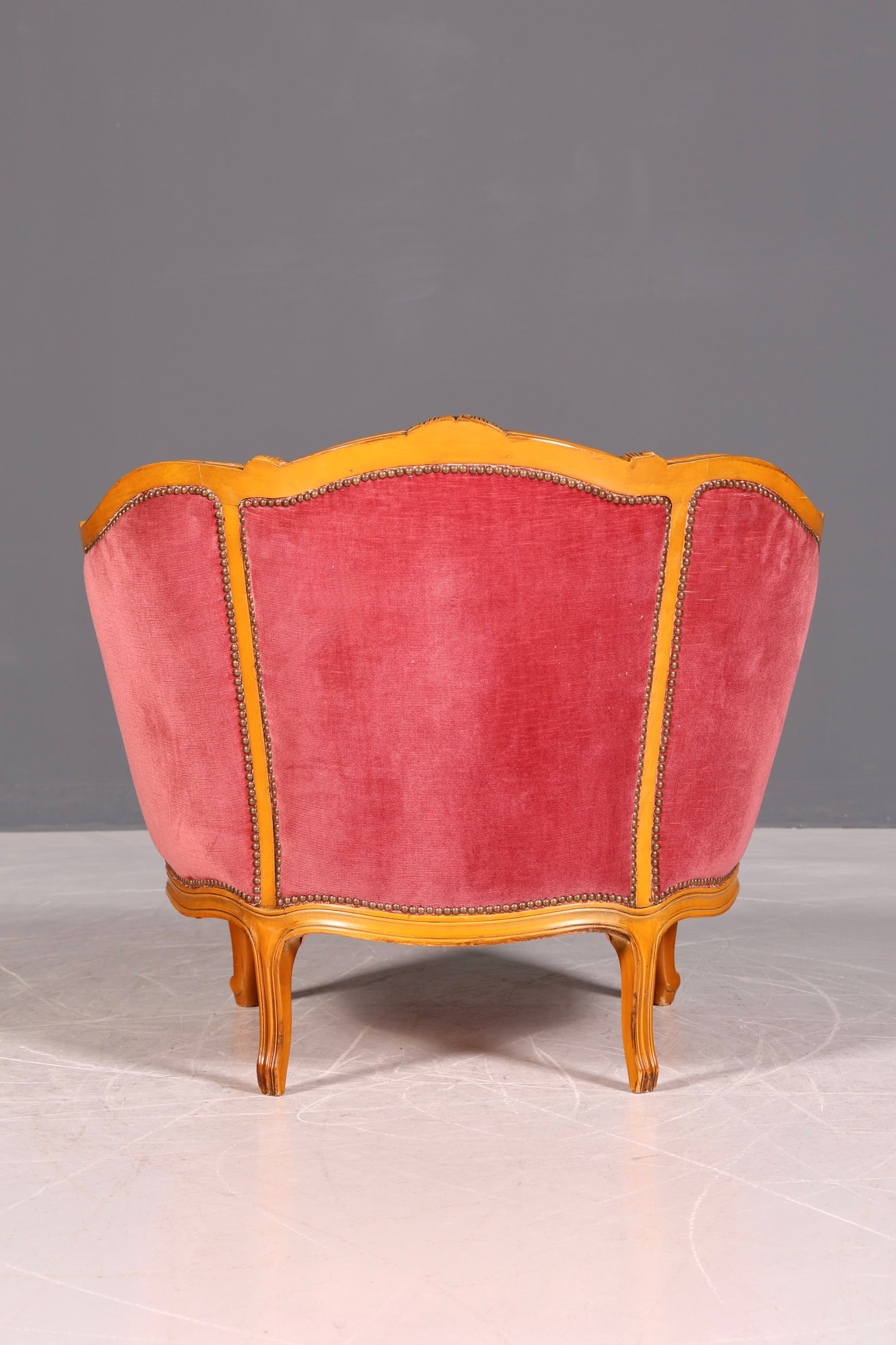 G065 Finish cm Edler Chippendale Armlehnsessel Barock Stil Sessel Armchair Samt Stoff Sessel