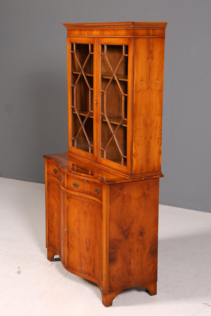 Wunderschöne Englische Vitrine Bücherschrank Eibe Aufsatzschrank Glasvitrine Buffet Sideboard Bibliothek