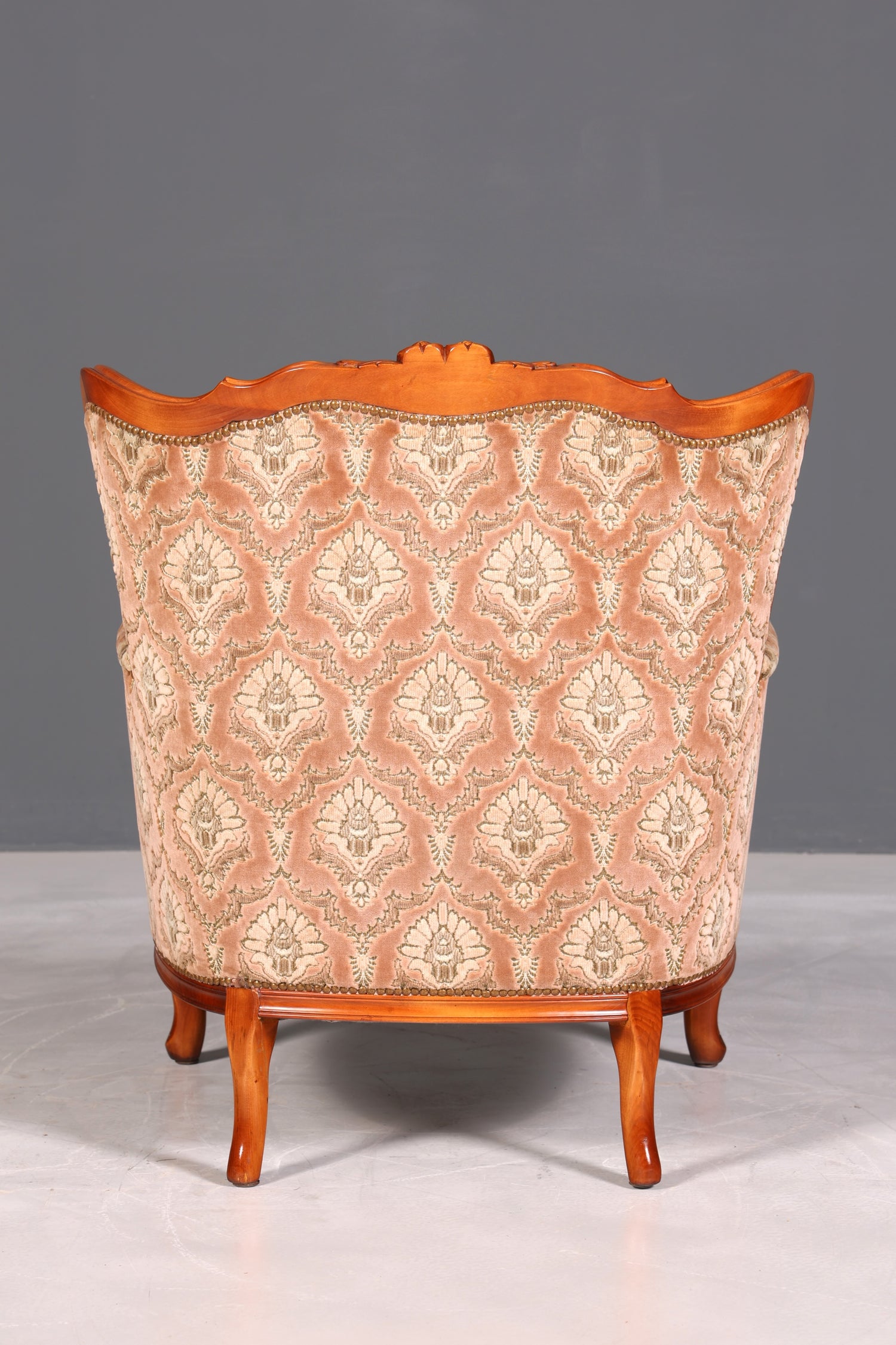 F901 Finish cm Edler Chippendale Armlehnsessel Barock Stil Sessel Armchair Samt Stoff Sessel