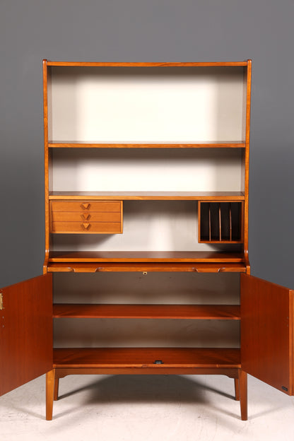 Wunderschöner Mid Century Schrank Bücherregal Danish Design Hugo Troeds Vintage Sekretär Highboard Holz Regal
