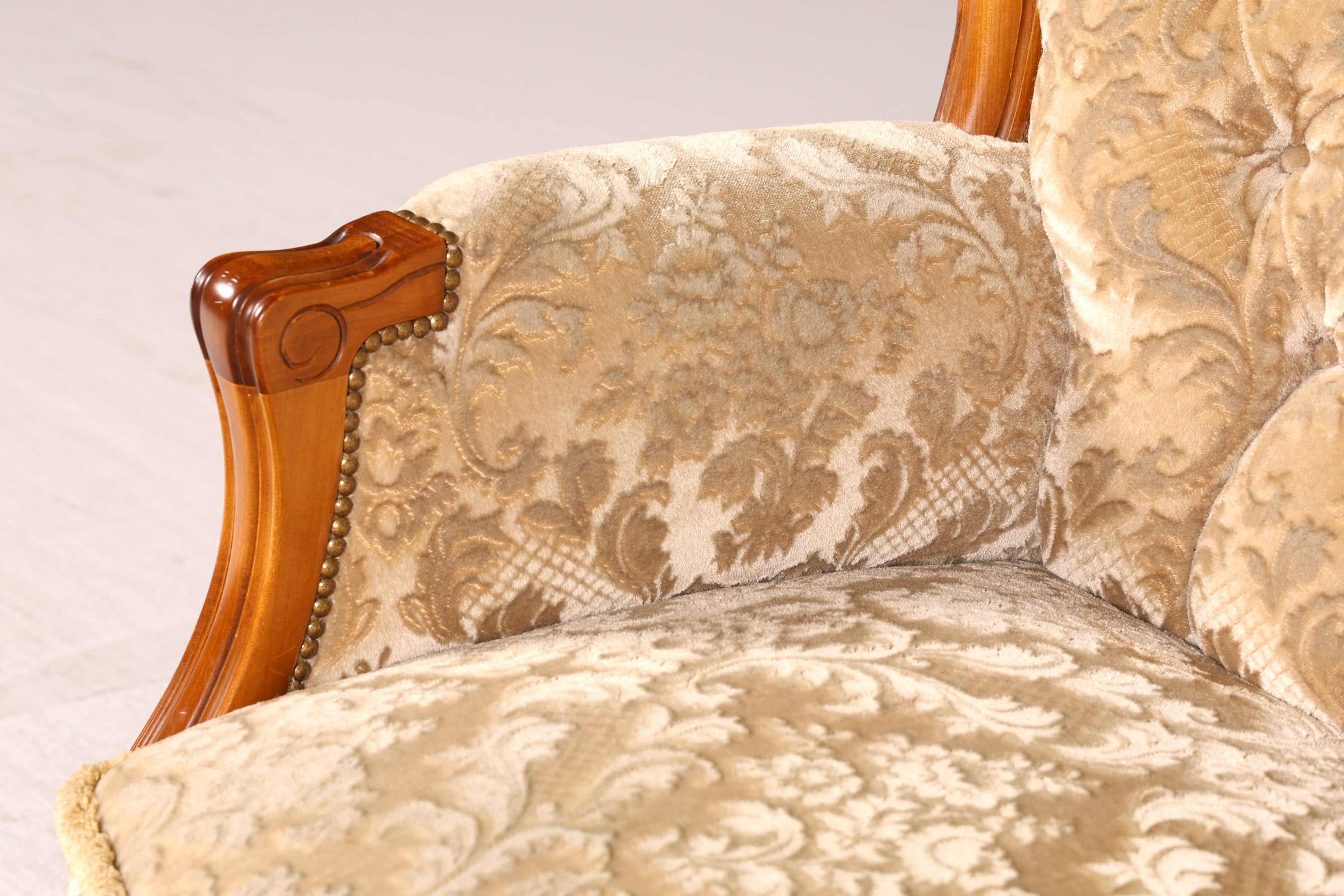 Wunderschönes Chippendale Sofa Barock Stil Couch Samt Stoff 3 Sitzer Antik Vintage