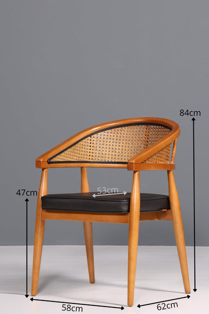 Edler Korbgeflecht Stuhl "Malibu Black" Esszimmer Stuhl in schwarz Armlehnstuhl Sekretär Stuhl Küchenstuhl