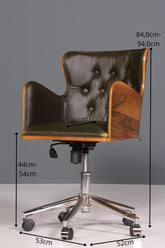 Chesterfield Büro Armlehnstuhl "Leon-Office" Nussbaum grün
