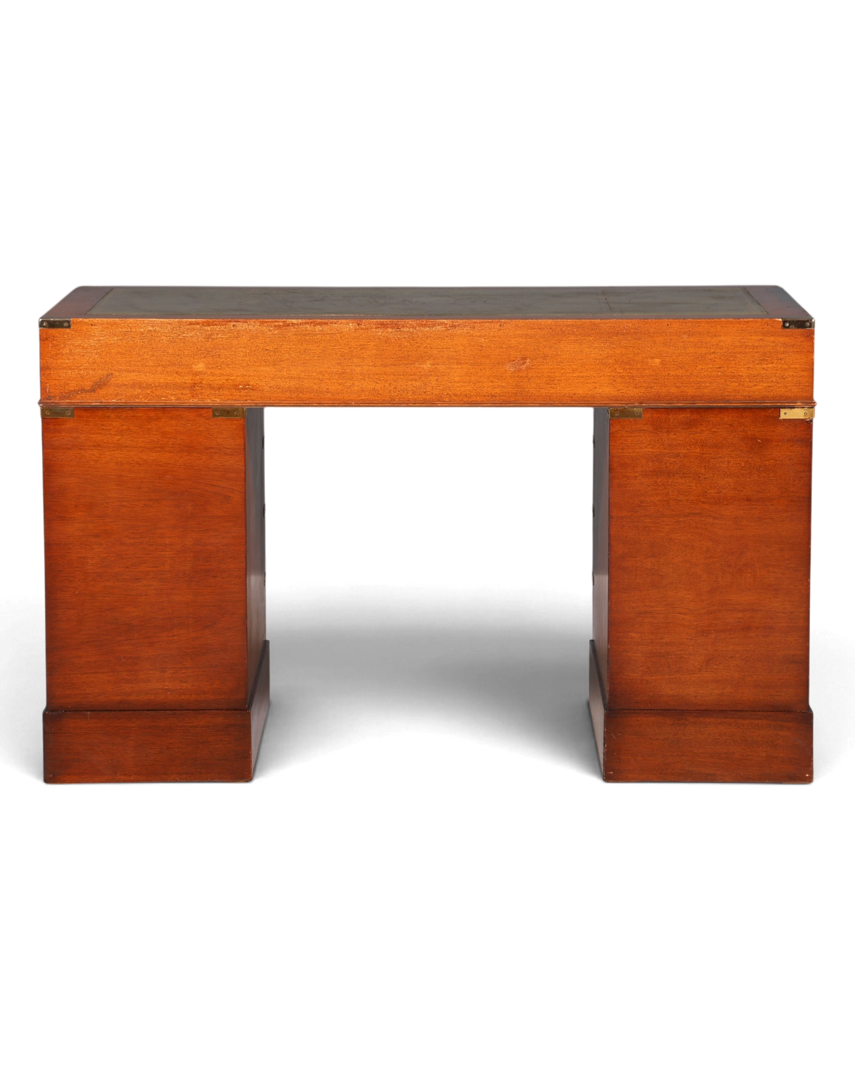 Stilvoller Maritimer Schreibtisch Englischer Military Bürotisch Office Table mit echt Lederauflage
