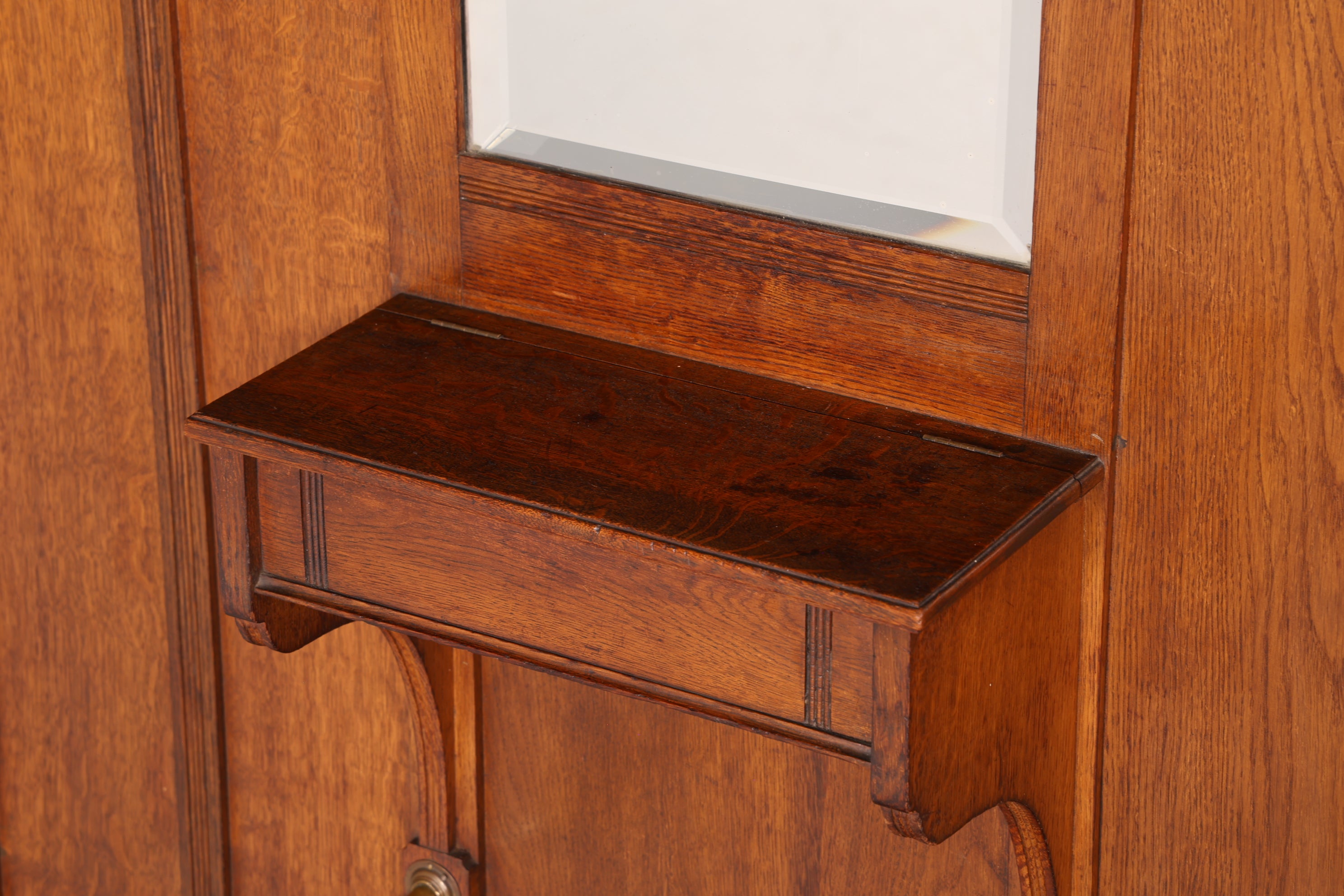 Traumhafte Jugendstil Flur Garderobe Kleiderwand Antik Gründerzeit Spiegel Facettenschliff Massivholz