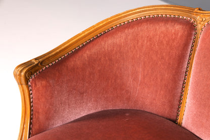 Beautiful Chippendale sofa, Baroque style couch, velvet fabric, 2-seater chaise longue