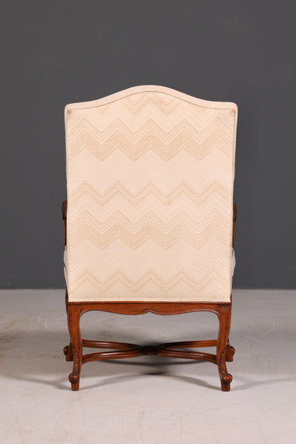 Elegante Louis-Philippe-fauteuil met armleuningen uit de Gründerzeit, antieke fauteuil, gestoffeerde fauteuil, 1 van 2