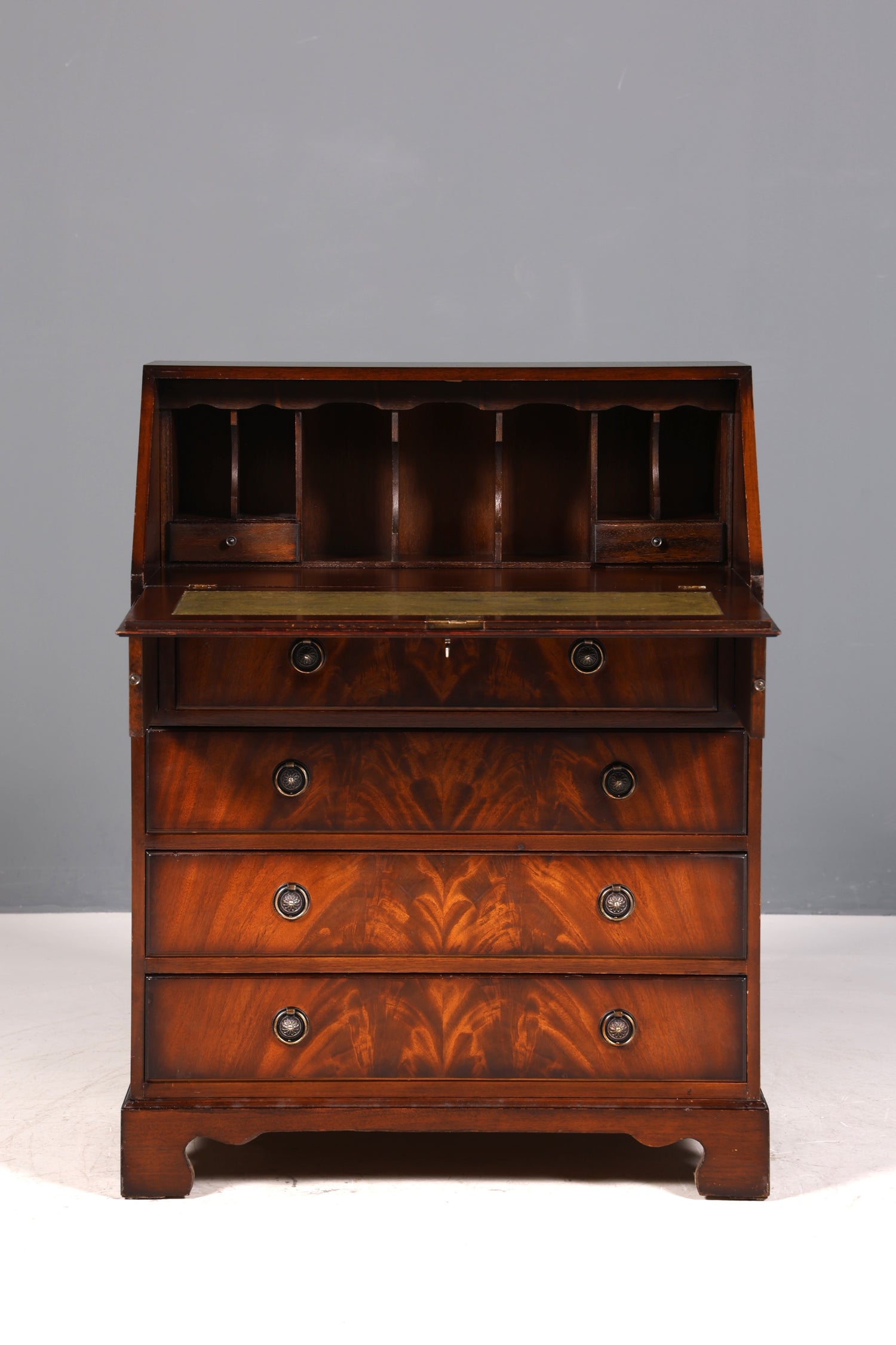 Wunderschöner Englischer Sekretär echt Lederauflage Schreibkommode Mahagoni Schreibtisch Kommode