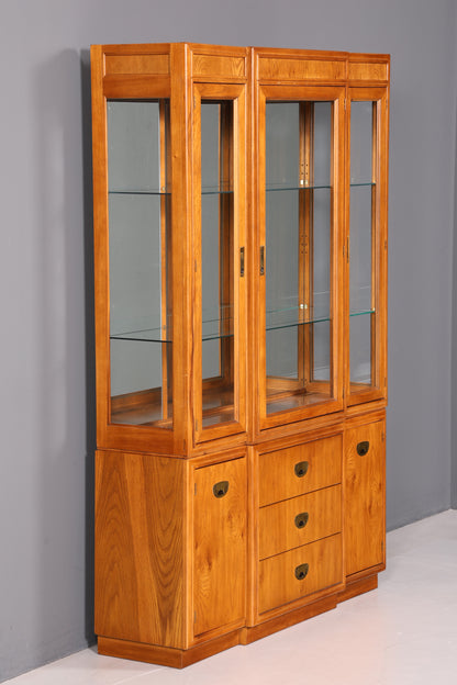 Edler Original Drexel Heritage Vitrine Bücherschrank Art Deco USA Antik Schrank Buffet Regal Glasvitrine Vintage Holz