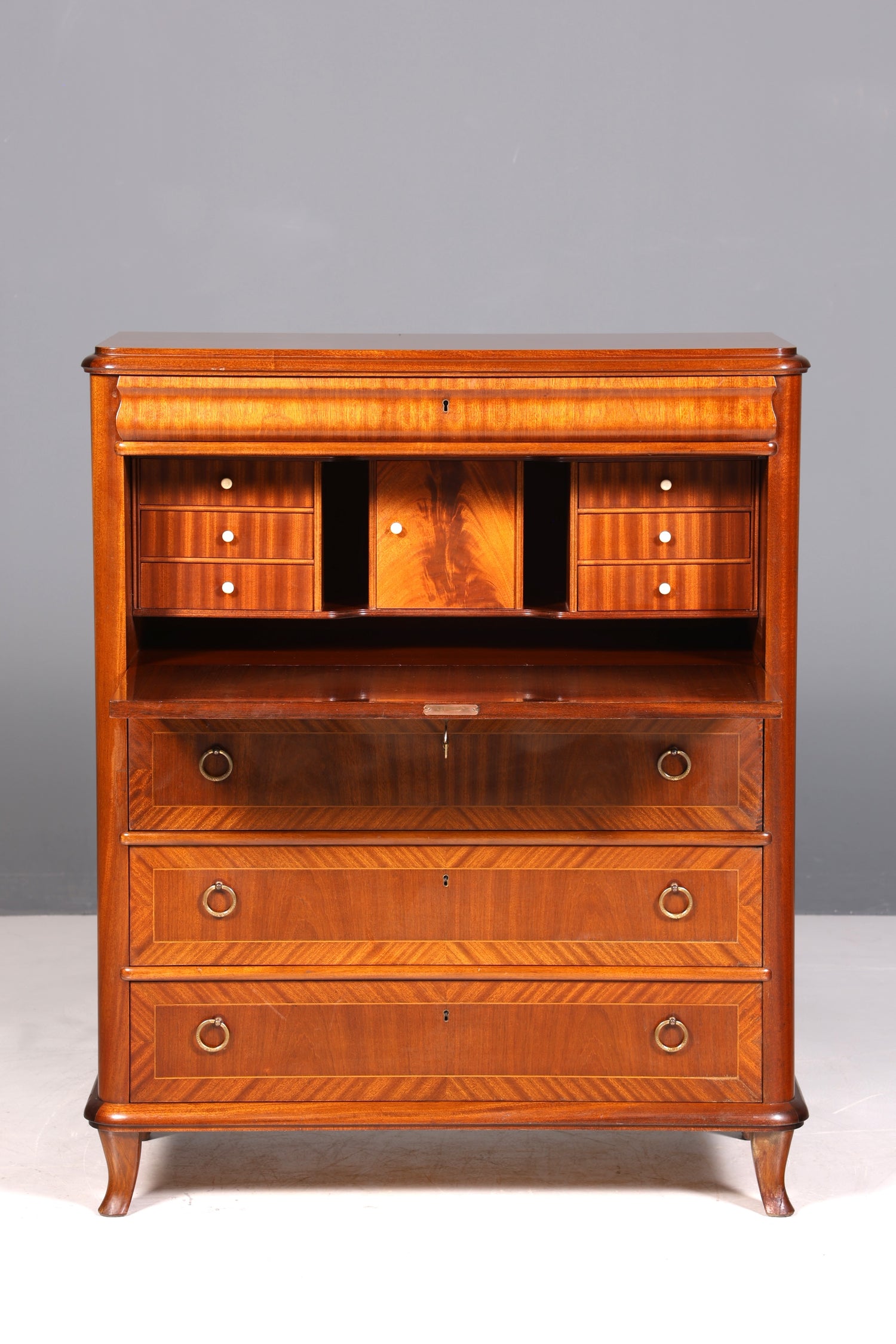 Beautiful antique-style secretary desk, office chest of drawers, Art Deco style, 1950s vertiko writing desk, chest of drawers