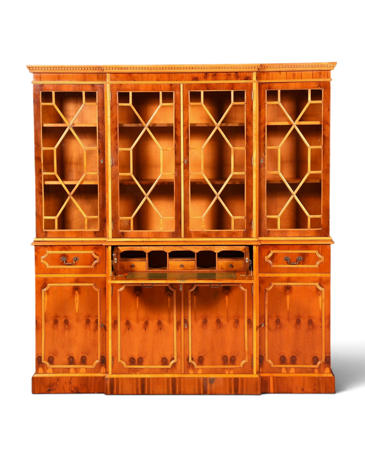 Traumhafte Englische Vitrine Bücherschrank Buffet Antik Stil Englisch Eibe Glasvitrine Bibliothek