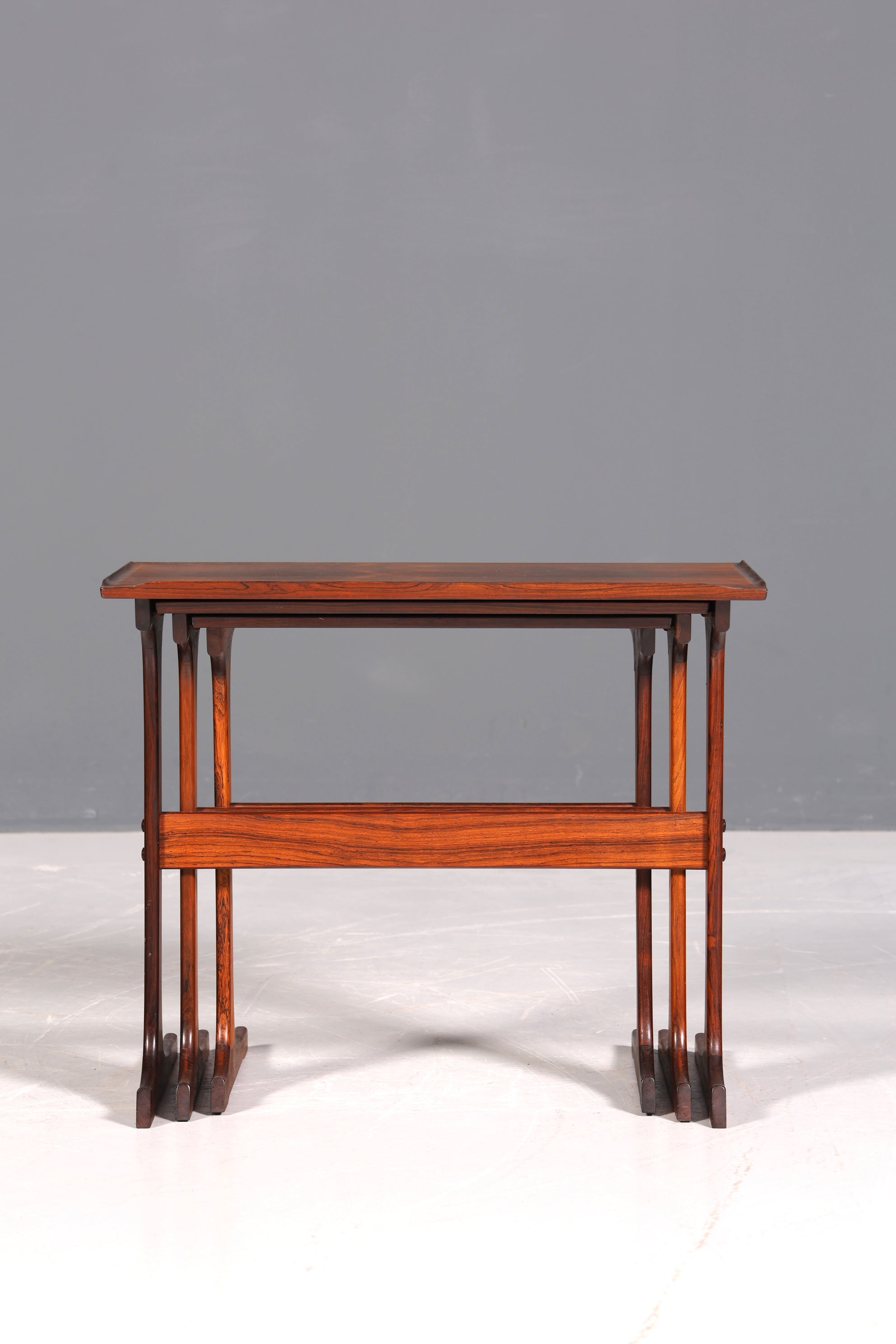 F874 Finish cm Filigranes Mid Century Tisch Set Couchtisch Teak Holz 3er Satz Ablagetisch Beistelltisch