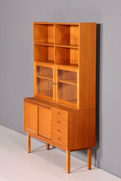 Edles Mid Century Regal Danish Design Sideboard Bücherregal Teak Holz Vitrine Sekretär Schrank Highboard Vintage 60er