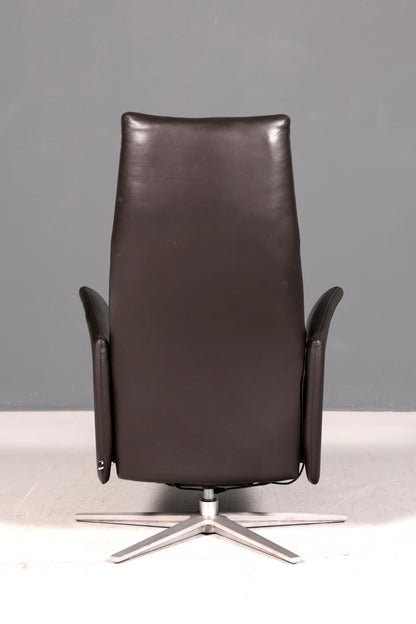Wunderschöner Mid Century Relaxsessel echt Leder Fernsehsessel elektrisch verstellbar Lesesessel Komfort Design Ledersessel