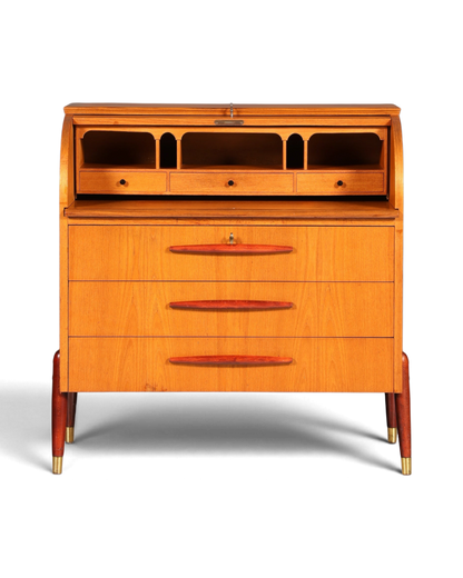 Schlichter Mid Century Rollladen Sekretär von Bröderna Gustafssons Büro Schrank Schreibkommode 60s Schreibmöbel