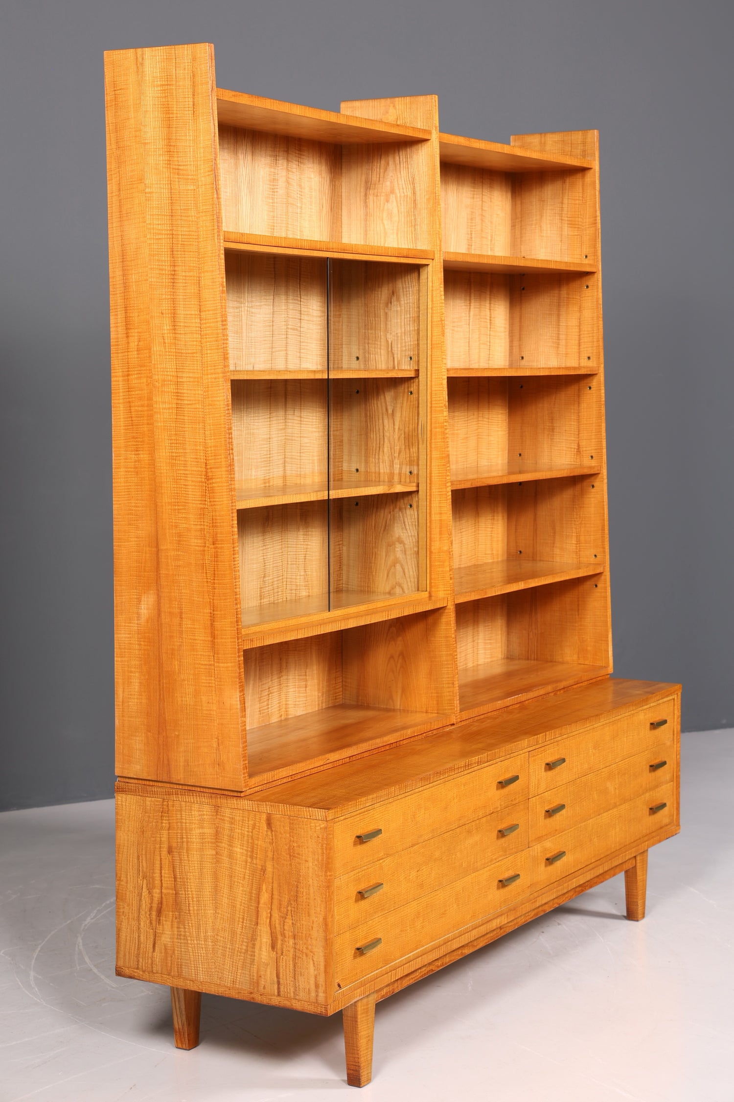 Beautiful XXL Mid Century Cabinet Bookshelf Vintage Shelf Library Wood Bookshelf