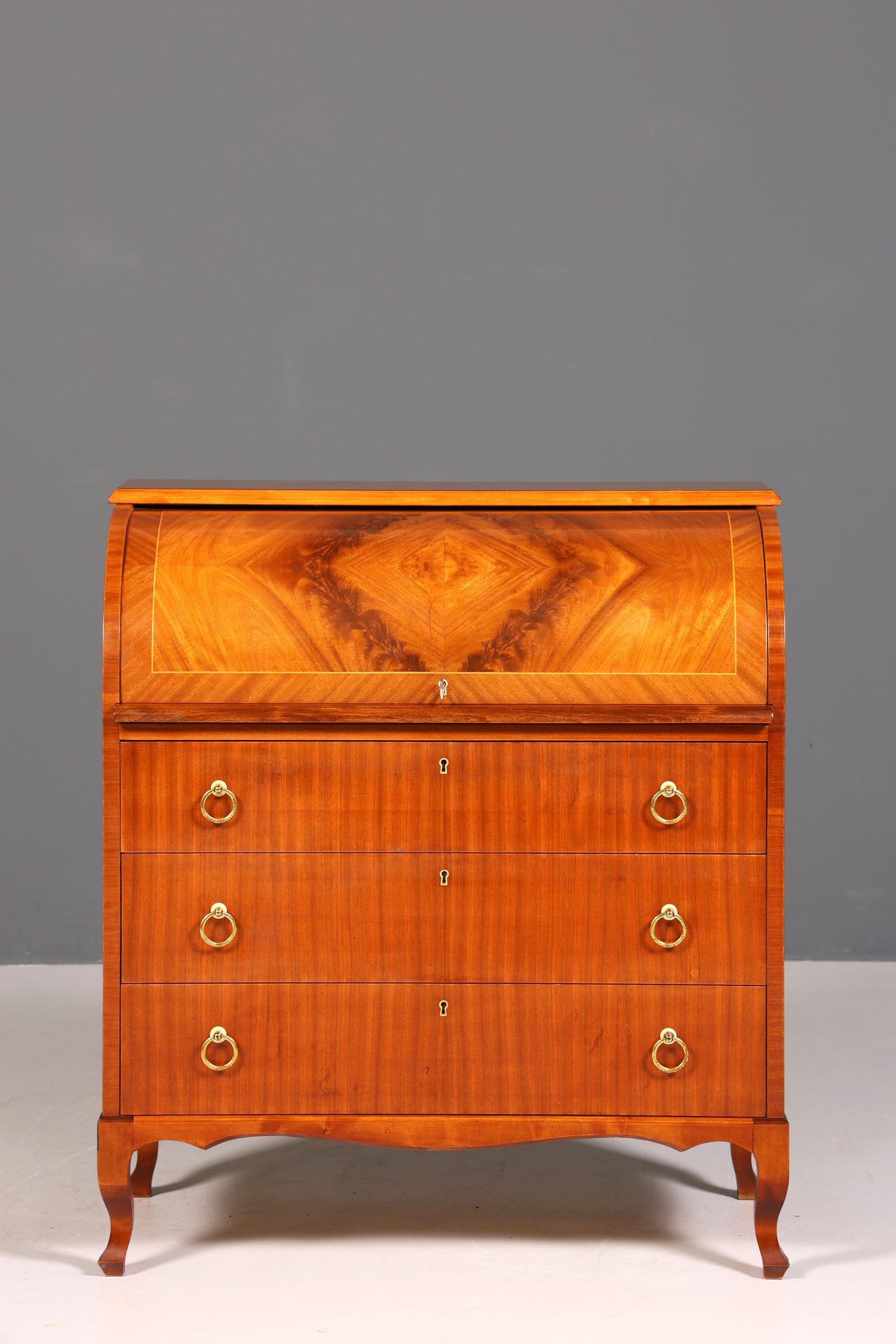 Wunderschöner Mid Century Rollladen Sekretär echt Holz Büro Schrank Vintage Schreibkommode 60s