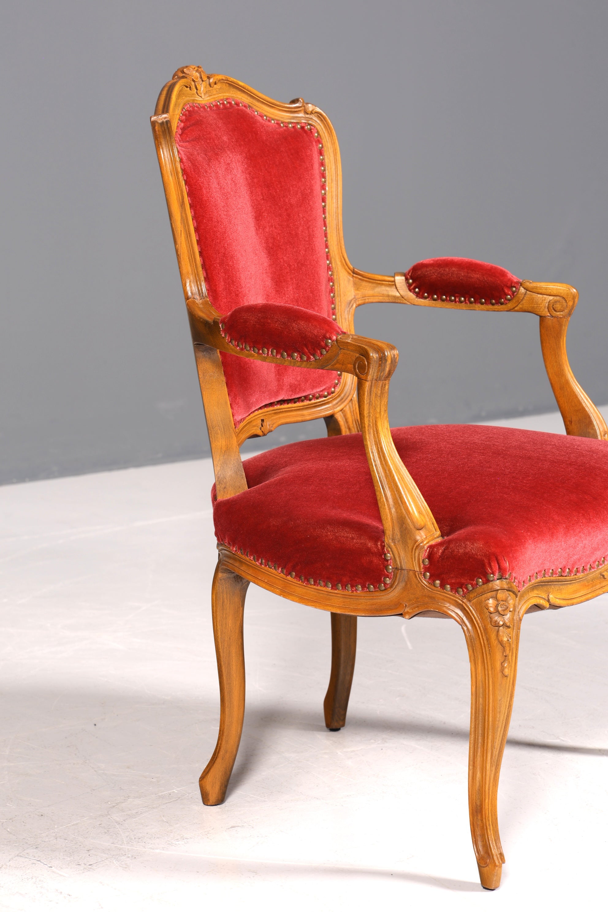 Wunderschöner Chippendale Armlehnstuhl Chippendale Stil Sekretär Stuhl Samt Stoff Sessel 2 von 2