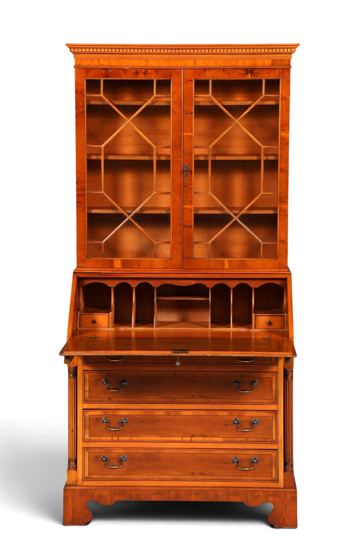 G390 Finish Stilvoller Englischer Sekretär Büro Aufsatzsekretär Eibe Antik Stil Vitrinen Schrank UK (Kopie)