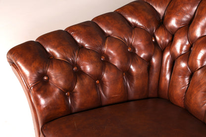 G447 Finish Wunderschönes Original Chesterfield Sofa 3- Sitzer echt Leder Oxblood Couch Englisch (Kopie)