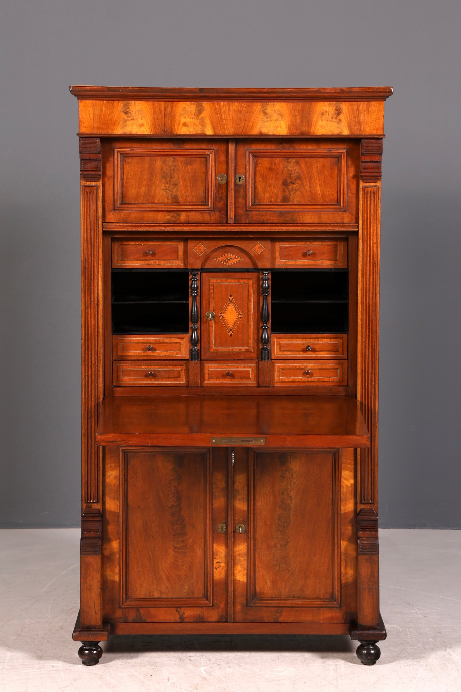 Edler Gründerzeit Sekretär Vertiko Highboard Louis Philippe Kommode Sekretär Schrank um 1880