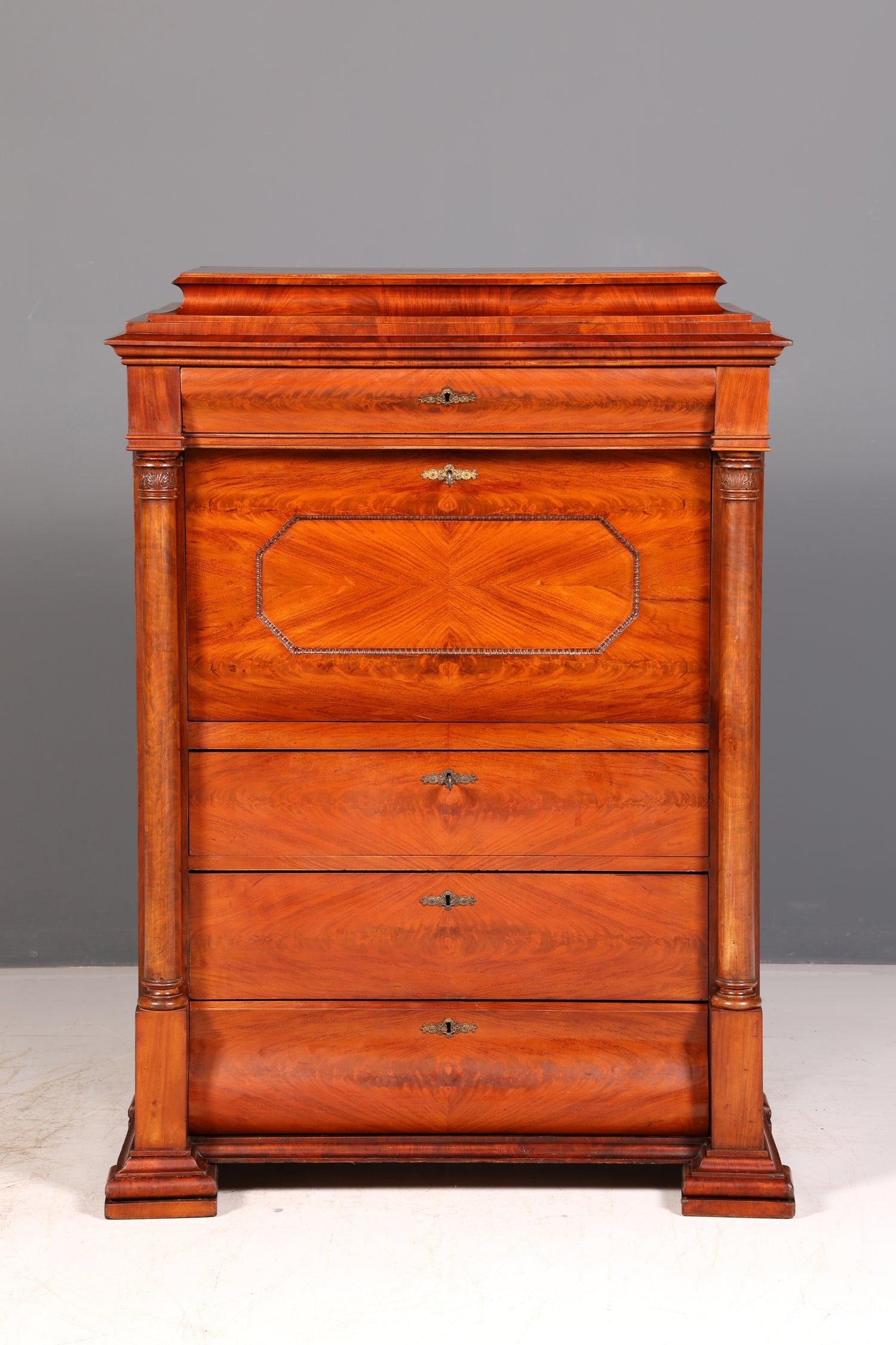 Beeindruckender Biedermeier Sekretär Louis Philippe Vertiko Antik Kommode Schreibkommode Office Desk