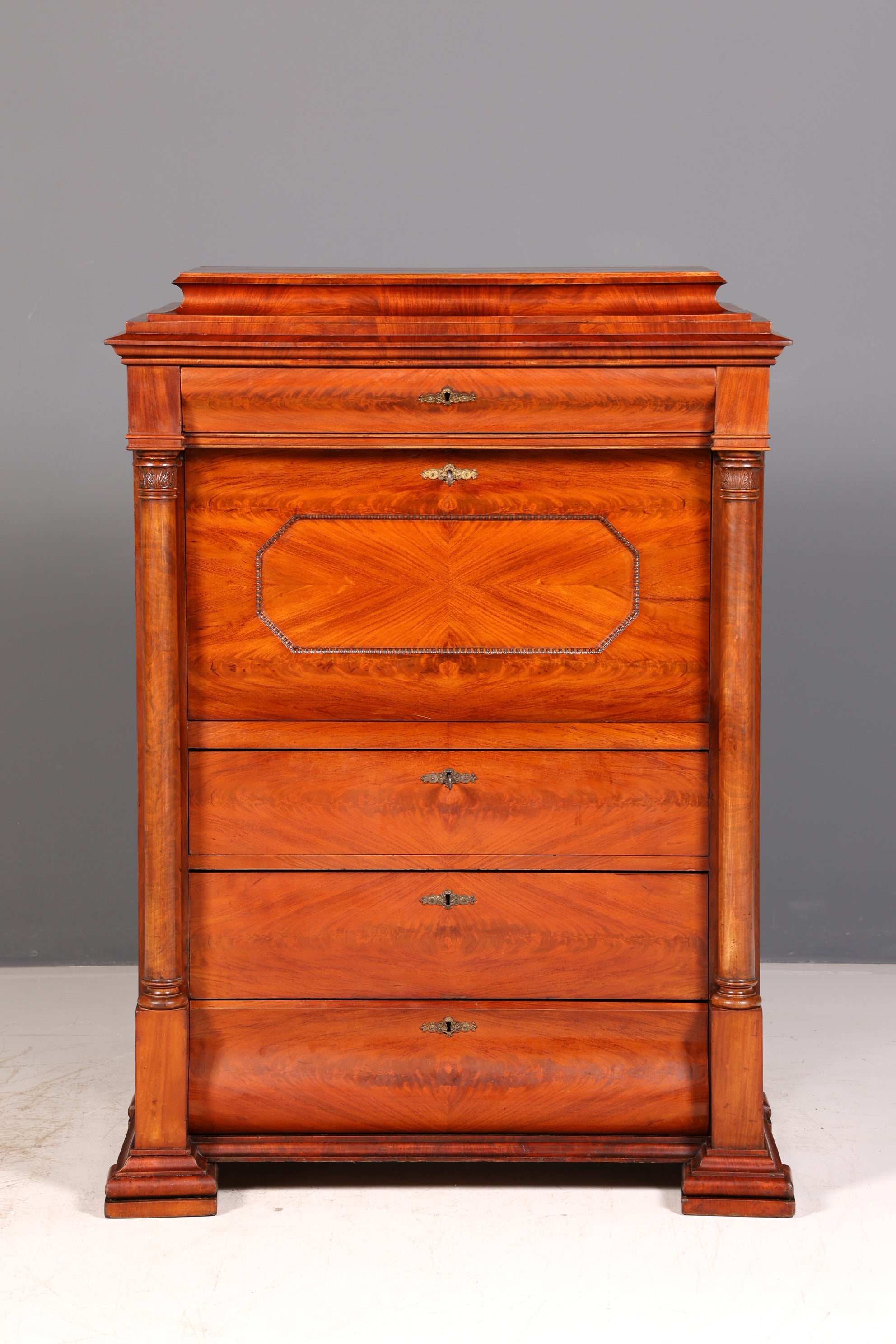 Beeindruckender Biedermeier Sekretär Louis Philippe Vertiko Antik Kommode Schreibkommode Office Desk