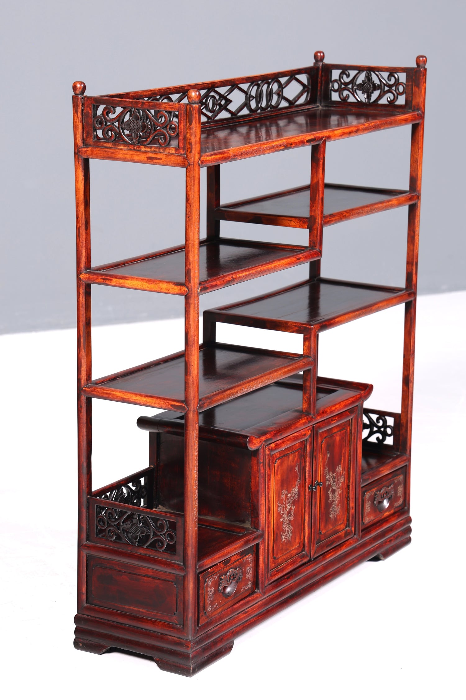 Beautifully ornate Chinese shelf, Chinese bookshelf, tiered stand, Asian bookcase