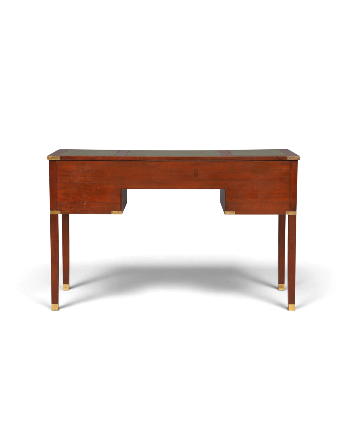 F945 Finish Edler Maritimer Schreibtisch Englischer Military Chest Bürotisch Office Table mit echt Lederauflage