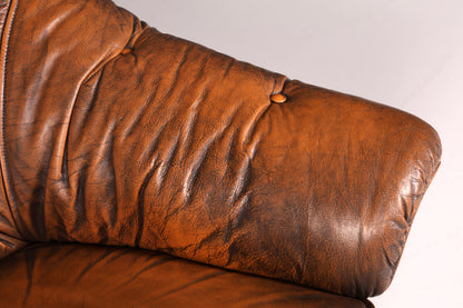 Wunderschönes Original Chesterfield Sofa 3-Sitzer Echt Leder Braun Couch Englisch Vintage