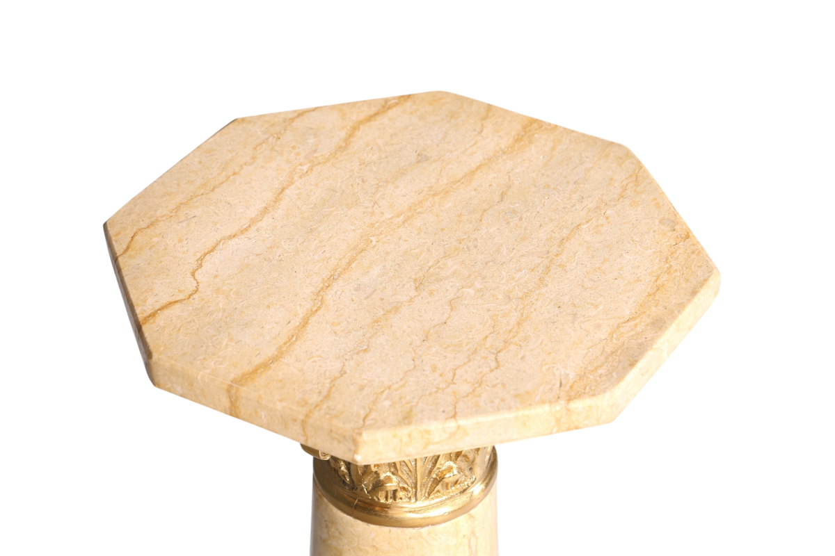 Wunderschöne Barock Stil Säule Louis XV Marmor Blumensäule Naturstein Beige Sockel Ablage 2 von 2