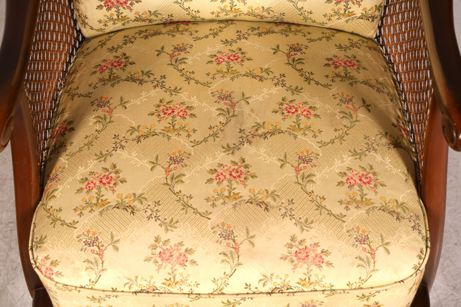 Traumhafter Chippendale Sessel Antik 60s Korbgeflecht Relax Sessel Vintage Samt Stoff 2 von 2