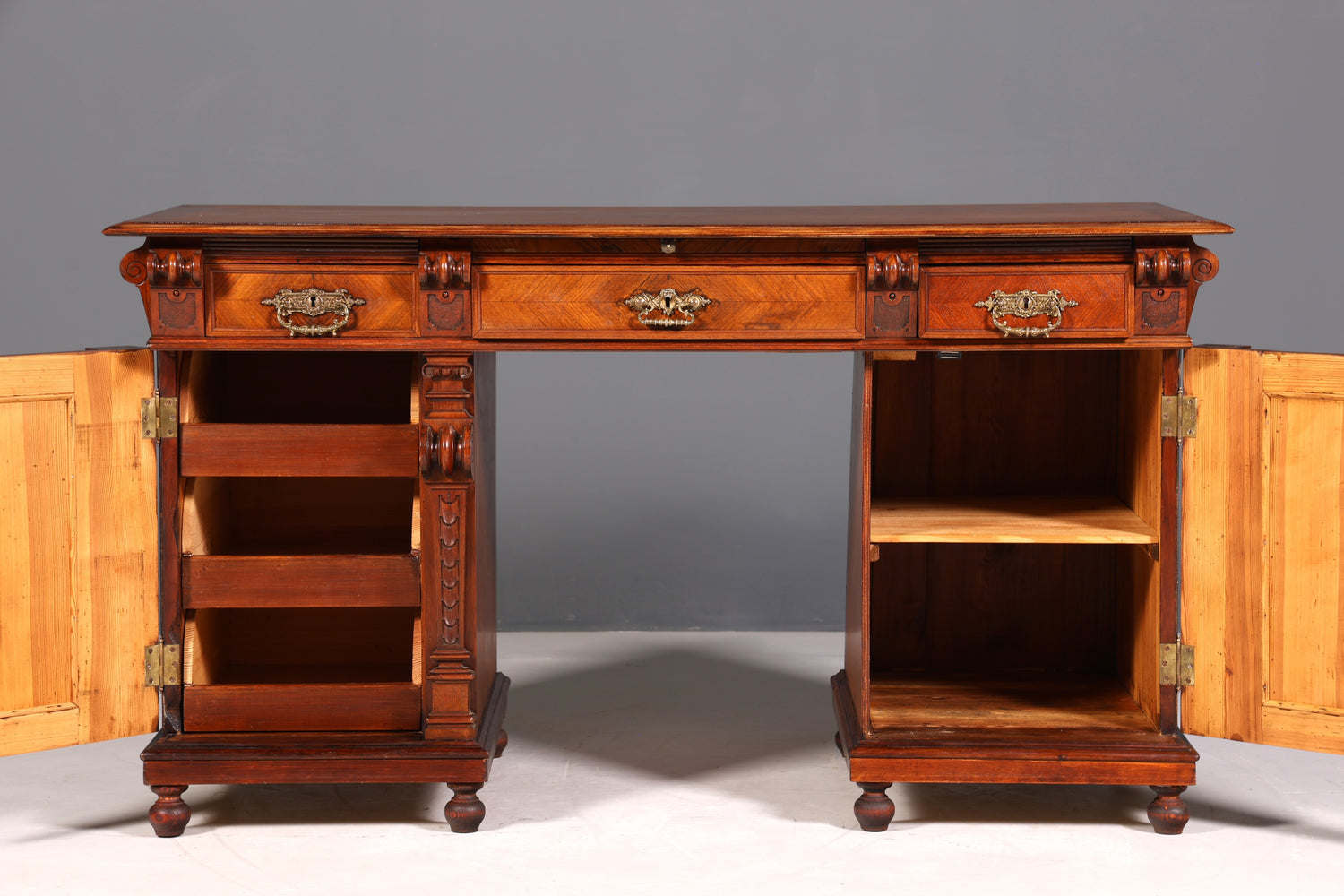 Traumhafter Gründerzeit Schreibtisch Jugendstil Bürotisch echt Holz Antik Desk