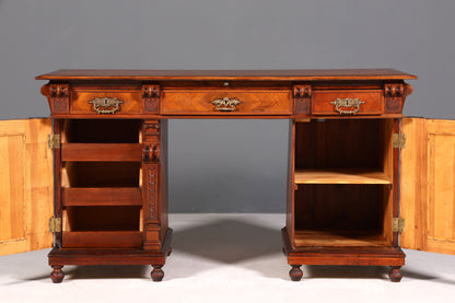 Traumhafter Gründerzeit Schreibtisch Jugendstil Bürotisch echt Holz Antik Desk