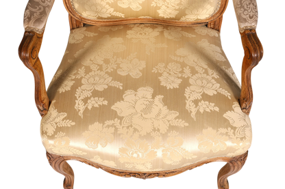 Original Barock Sessel Fauteuil Armlehnstuhl Chippendale Antik Mitte 19. Jh. Sekretär Stuhl Stoff Sessel