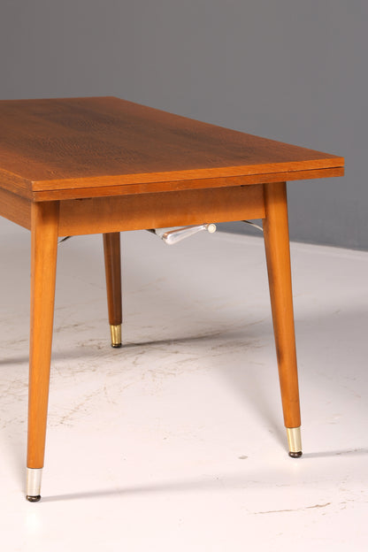 Prachtige midcentury-keukentafel, vintage uitschuifbare en in hoogte verstelbare eettafel uit de jaren 60 van hout