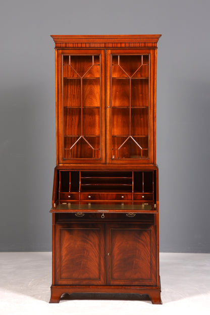 F943 Finish Stilvoller Englischer Sekretär Original Heldense Büro Aufsatzsekretär Eibe Antik 60S Vitrinen Schrank UK