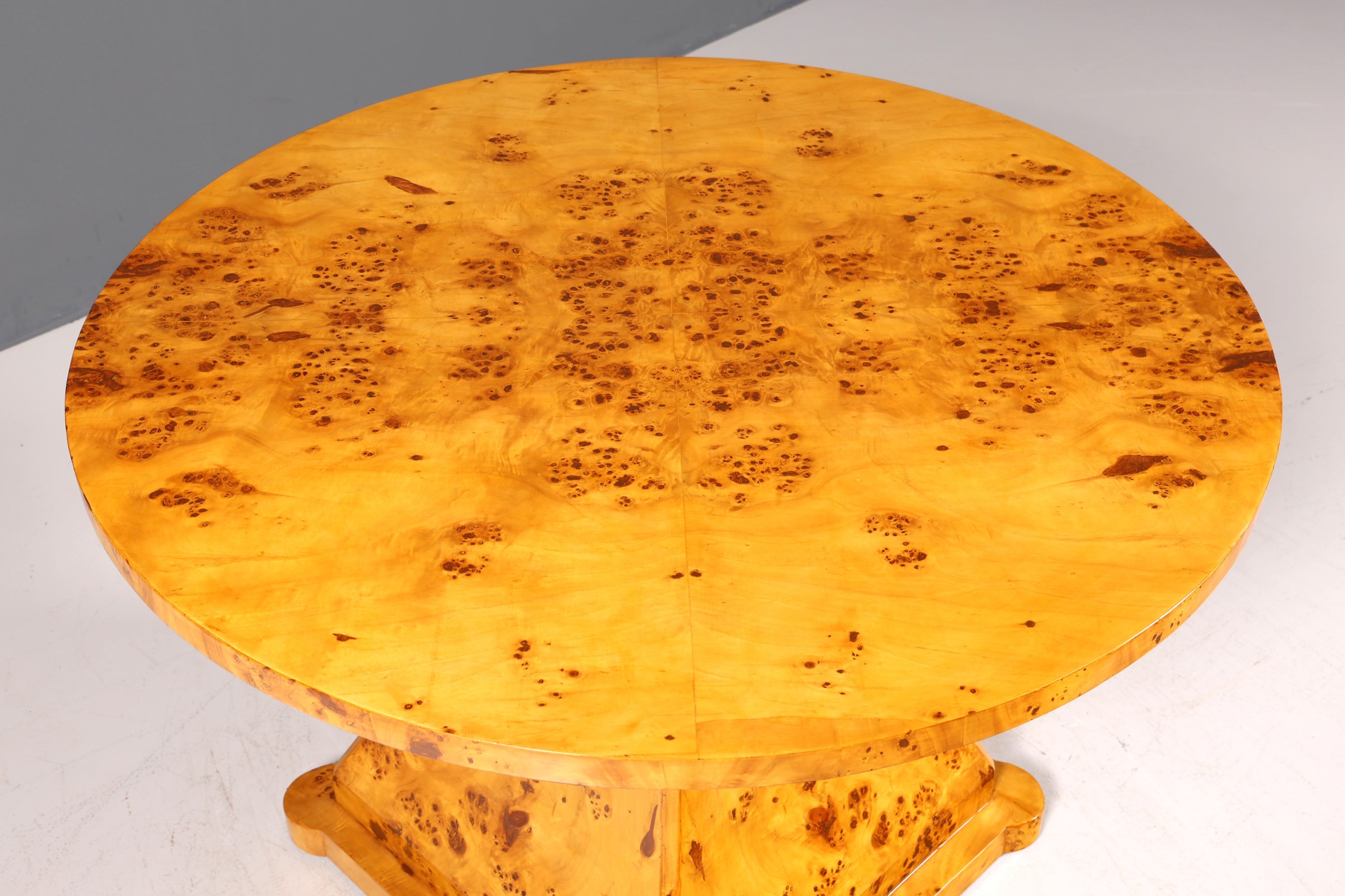 Dreamy round Art Deco style dining table, antique style birch kitchen table, dining room table