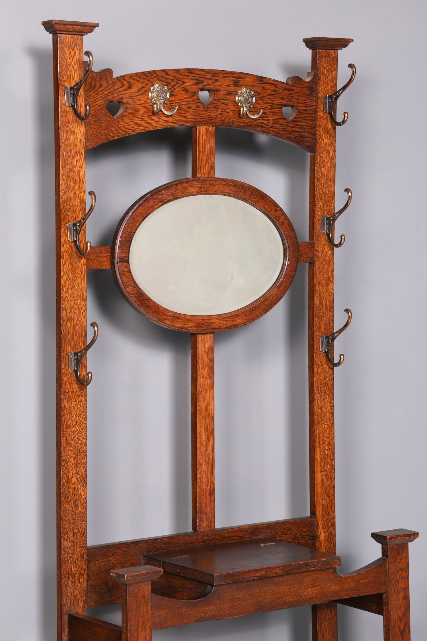 Traumhafte Jugendstil Garderobe Flurgarderobe Eiche Antik Garderobenständer mit Spiegel Dielenmöbel Wandgarderobe