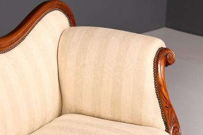 Wunderschönes Original Biedermeier Sofa Antik Louis Philippe Couch 3-Sitzer Creme Gestreift Polstersofa Récamiere