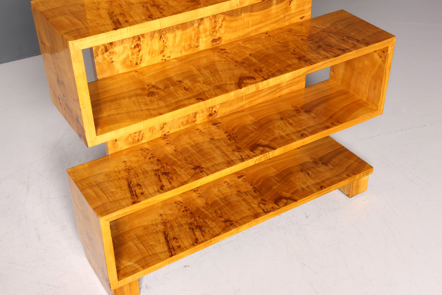 Dreamlike Art Deco style birch bookcase, luxury furniture, cult cabinet shelf.