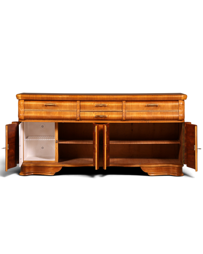 Hauptstadt Möblerei Sideboard aus Holz mit integriertem Kühlschrank, drei Schubladen und verzierten Fronten