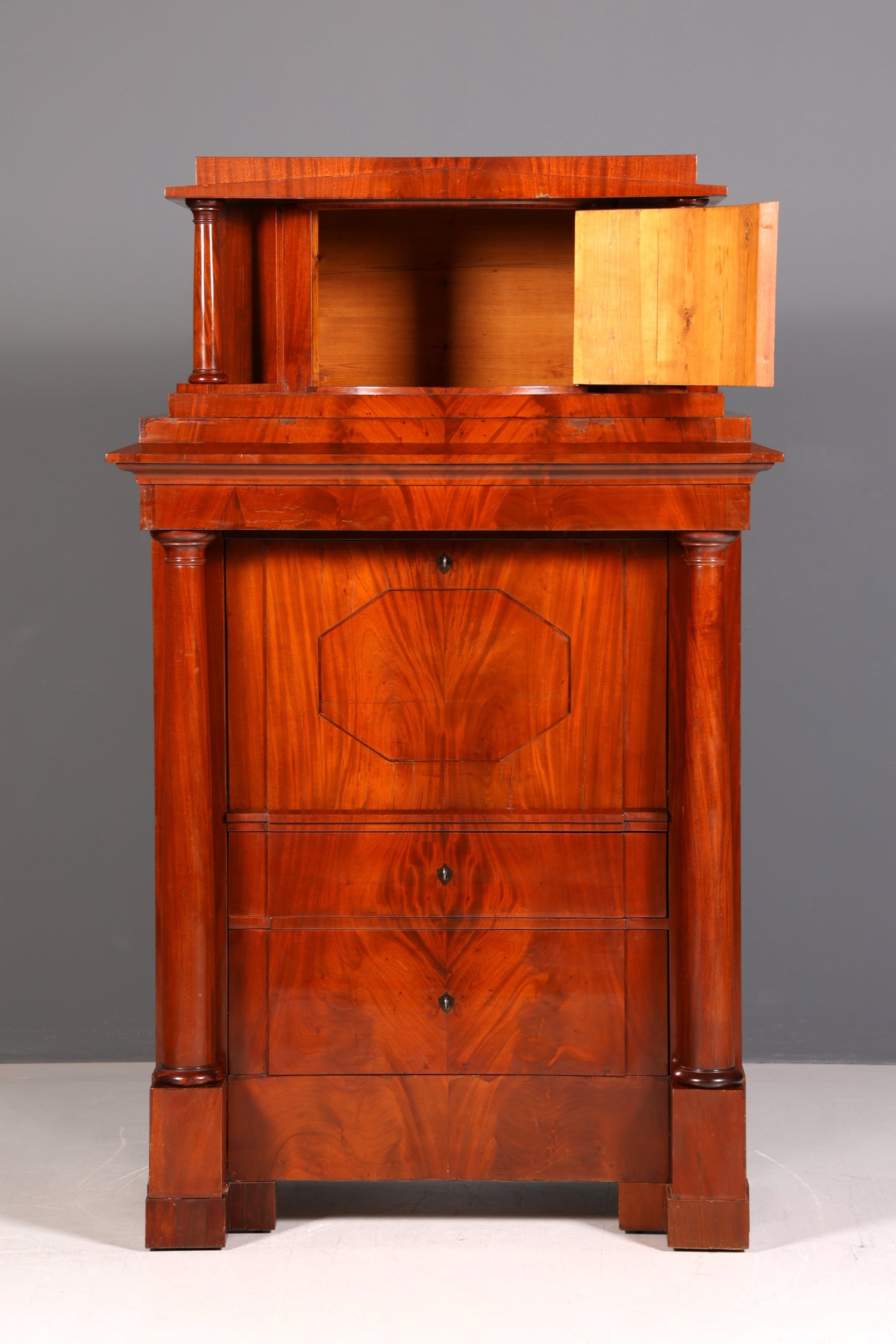 Wunderschöner Original Biedermeier Sekretär um 1860 Kommode Antik Bürokommode Englisch Säulen