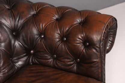 Wunderschönes Original Chesterfield Sofa 3-Sitzer Echt Leder Couch Englisch Ledersofa Vintage
