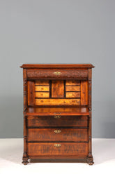 Wunderschöner Gründerzeit Sekretär Vertiko Nussbaum Highboard Louis Philippe Kommode Sekretär Schrank um 1880