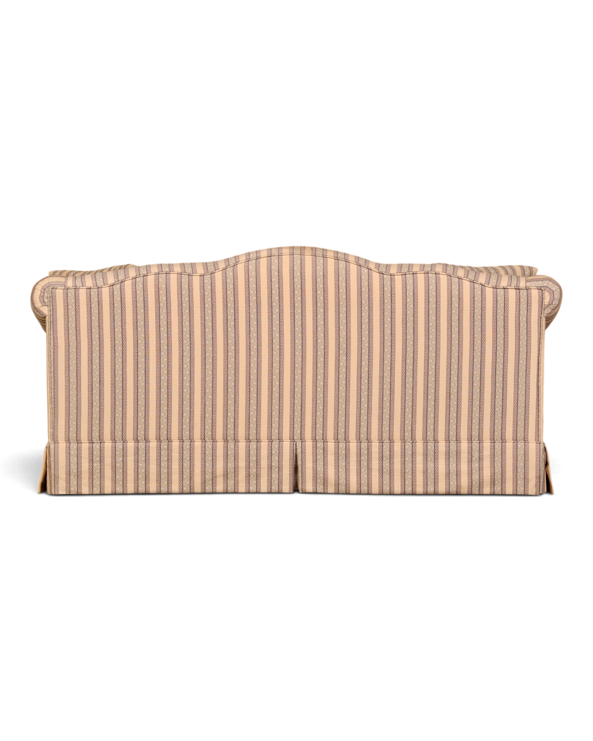 Hauptstadt Möblerei Drexel Heritage 3-Sitzer Sofa mit klassischem Streifenmuster in Beige und Braun, Rückansicht