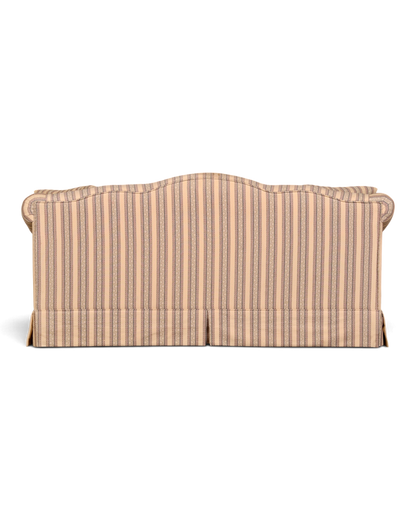 Hauptstadt Möblerei Drexel Heritage 3-Sitzer Sofa mit klassischem Streifenmuster in Beige und Braun, Rückansicht