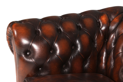 Edles Original Chesterfield Sofa 2-Sitzer Couch Echt Leder Englisch Antik Polstersofa